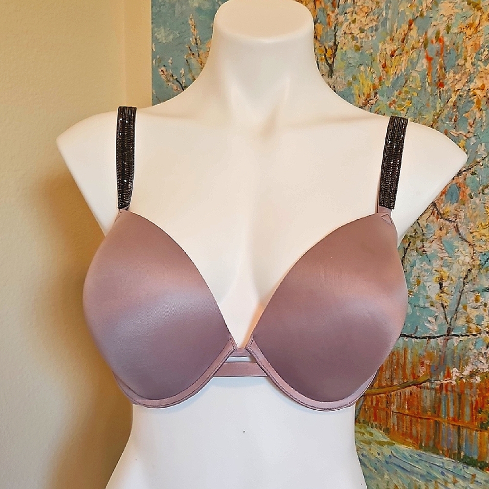 36DDD VS Very Sexy Push-Up Gray Bra with Glitter Straps
